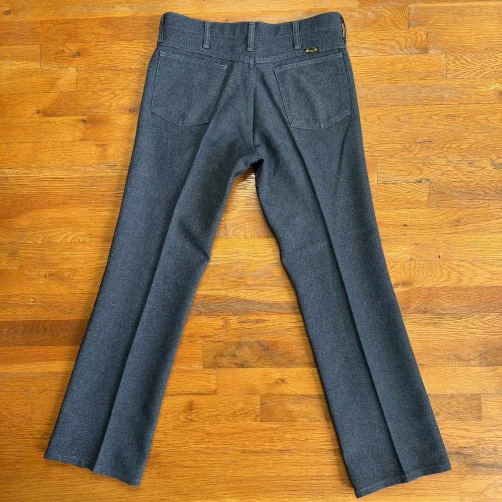 3x Vintage Wrangler Wrancher Dress Jeans Polyester 82HU Heather Blue Gray 33x30